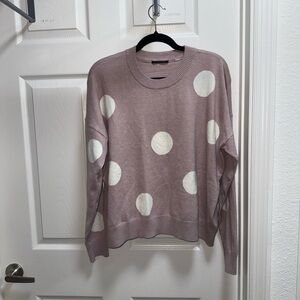 T Tahari Mauve Polka Dot Sweater | Size Medium
